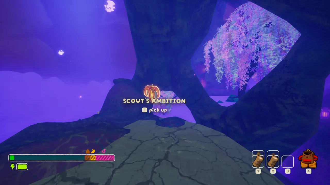 Scout's Ambition with an E Pick up prompt in PEAK