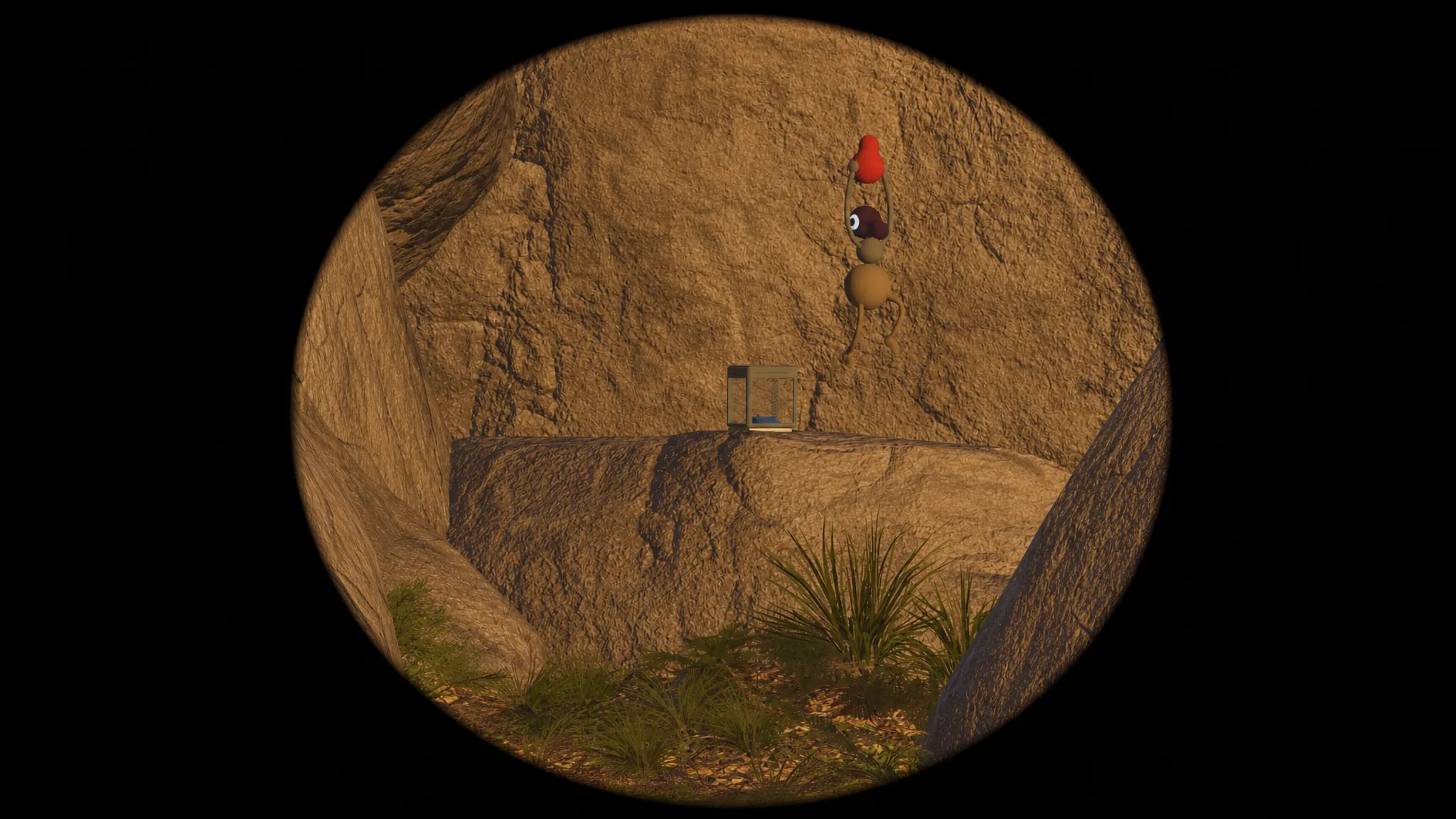 A character holding the unlocked item in a telescope view in Big Walk
