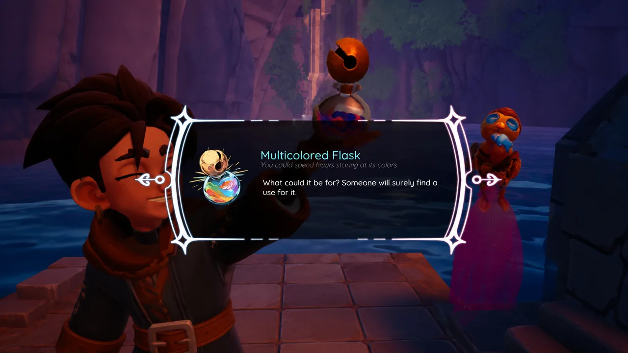 Zirian picking up a Flask of Dye in Duskfade