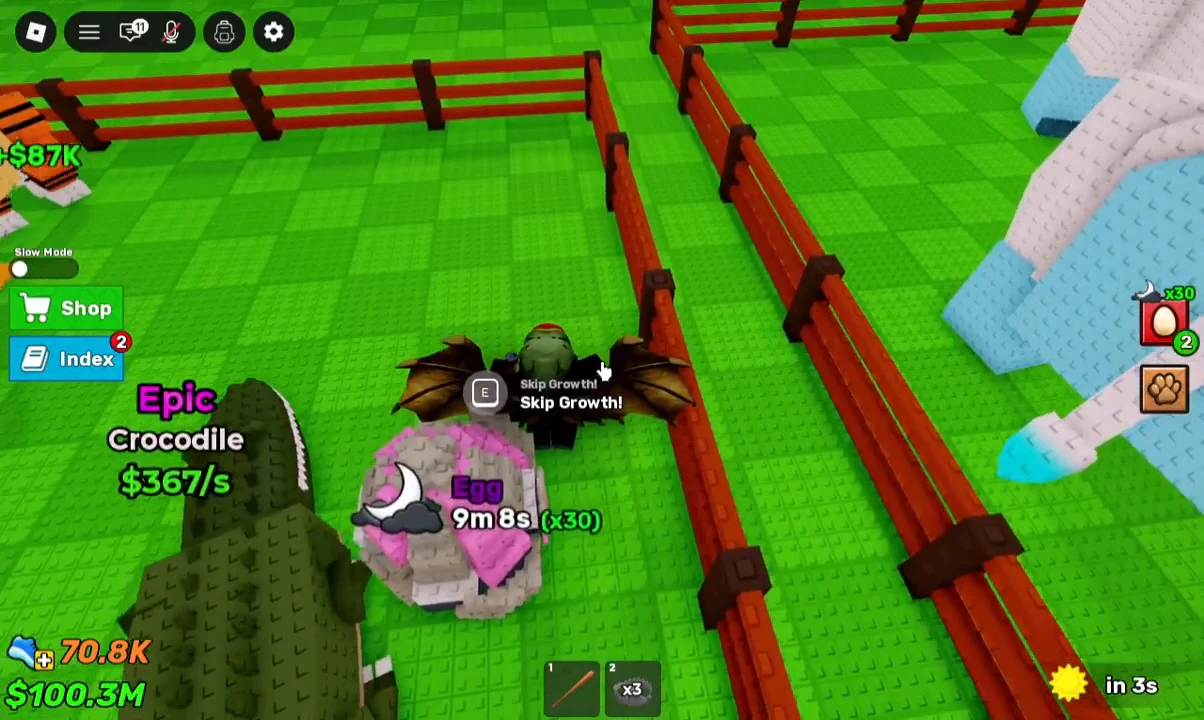 Skip Growth prompt over an egg telling the player to press E to speed up its growth
