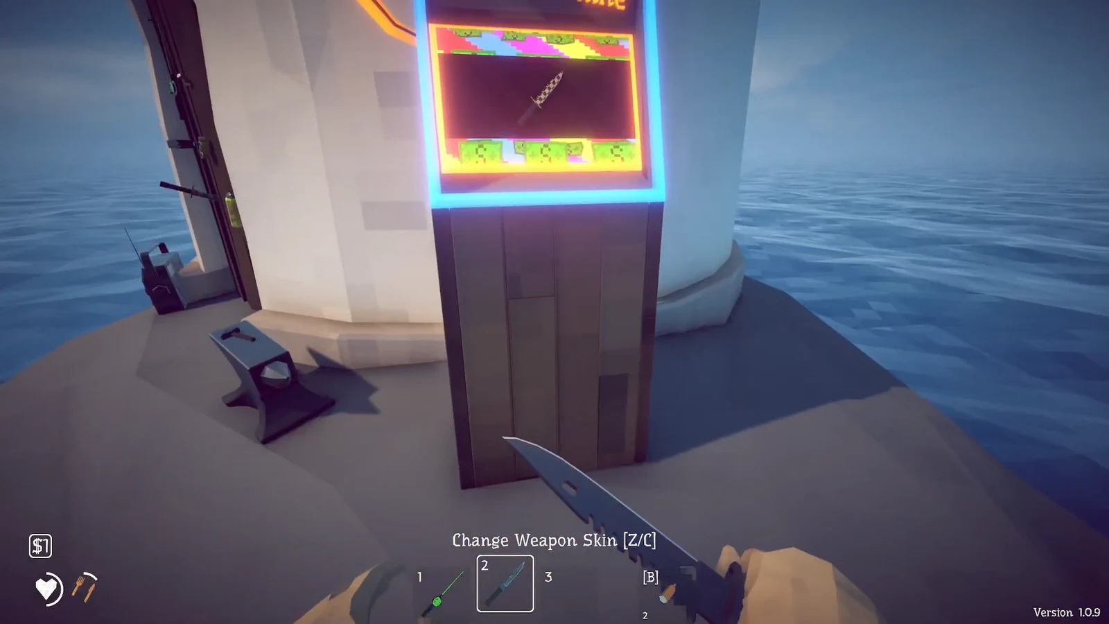 Weapon skin selection interface with slot 2 highlighted while choosing a knife skin
