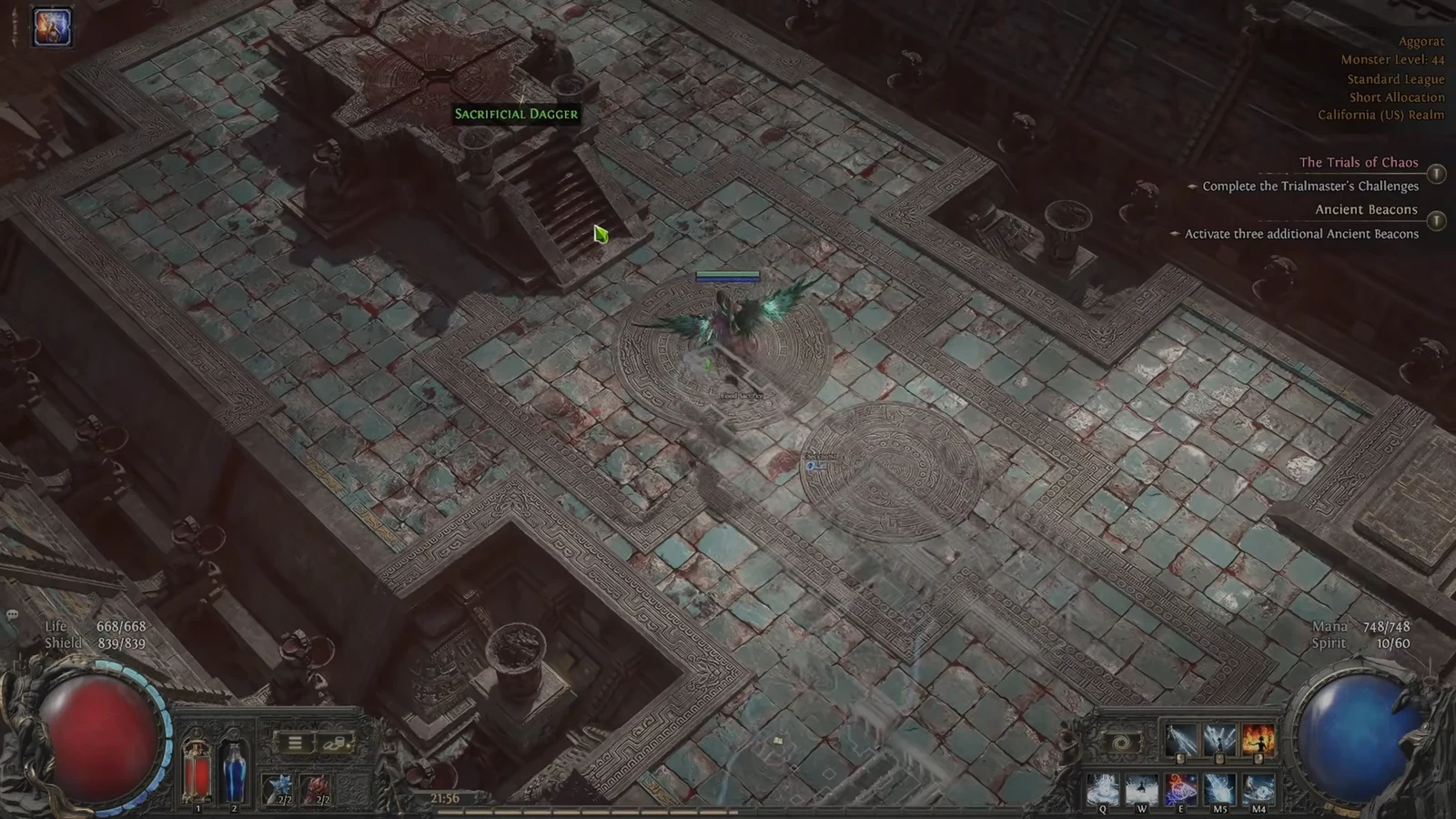 Cursor hovering over the Sacrificial Dagger resting on the altar