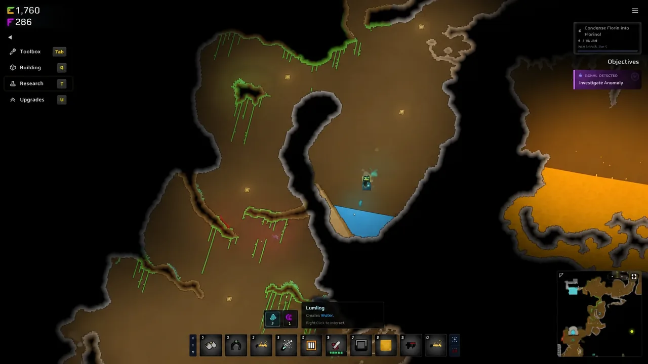 Lumling tooltip in Sandustry showing it creates water