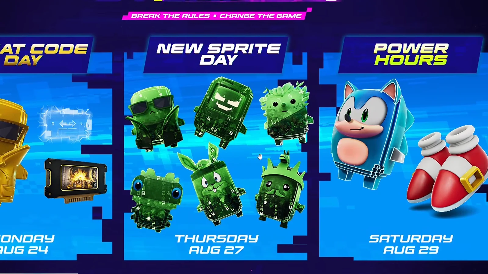 On-screen note explaining boosted Cheat Master spawn rates on New Sprite Day