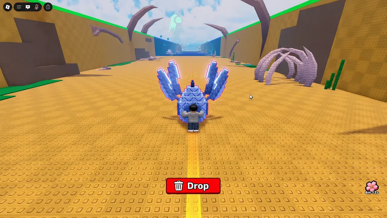 Gameplay screen with the red Drop button highlighted while carrying a pet.