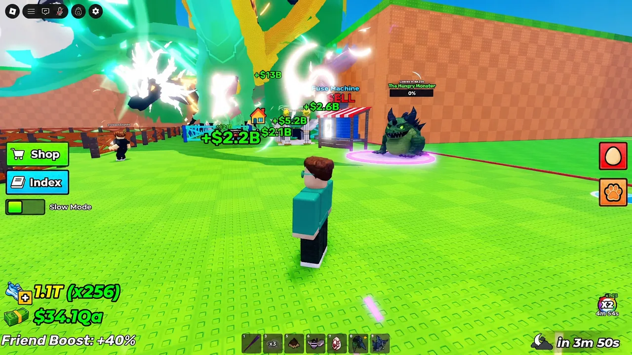 Player approaching the SELL station on the Fuse Machine inside their base