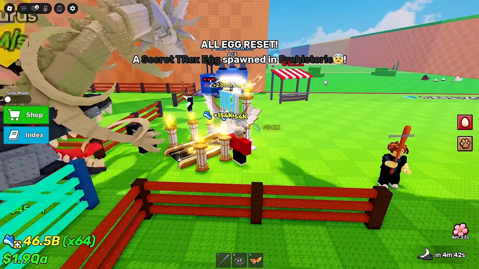 Prehistoric biome showing a Secret T-Rex Egg during an ALL EGG RESET alert