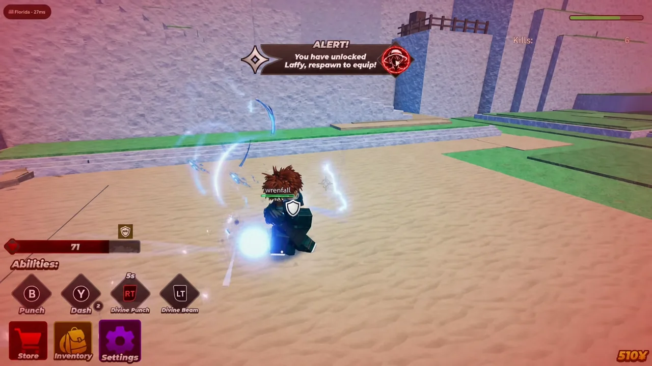 In-game alert announcing a newly unlocked character and prompting the player to respawn to equip it
