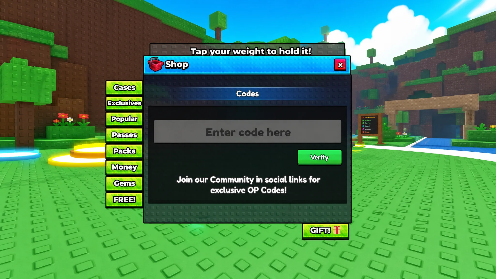 Jump for Cases RNG the codes tab