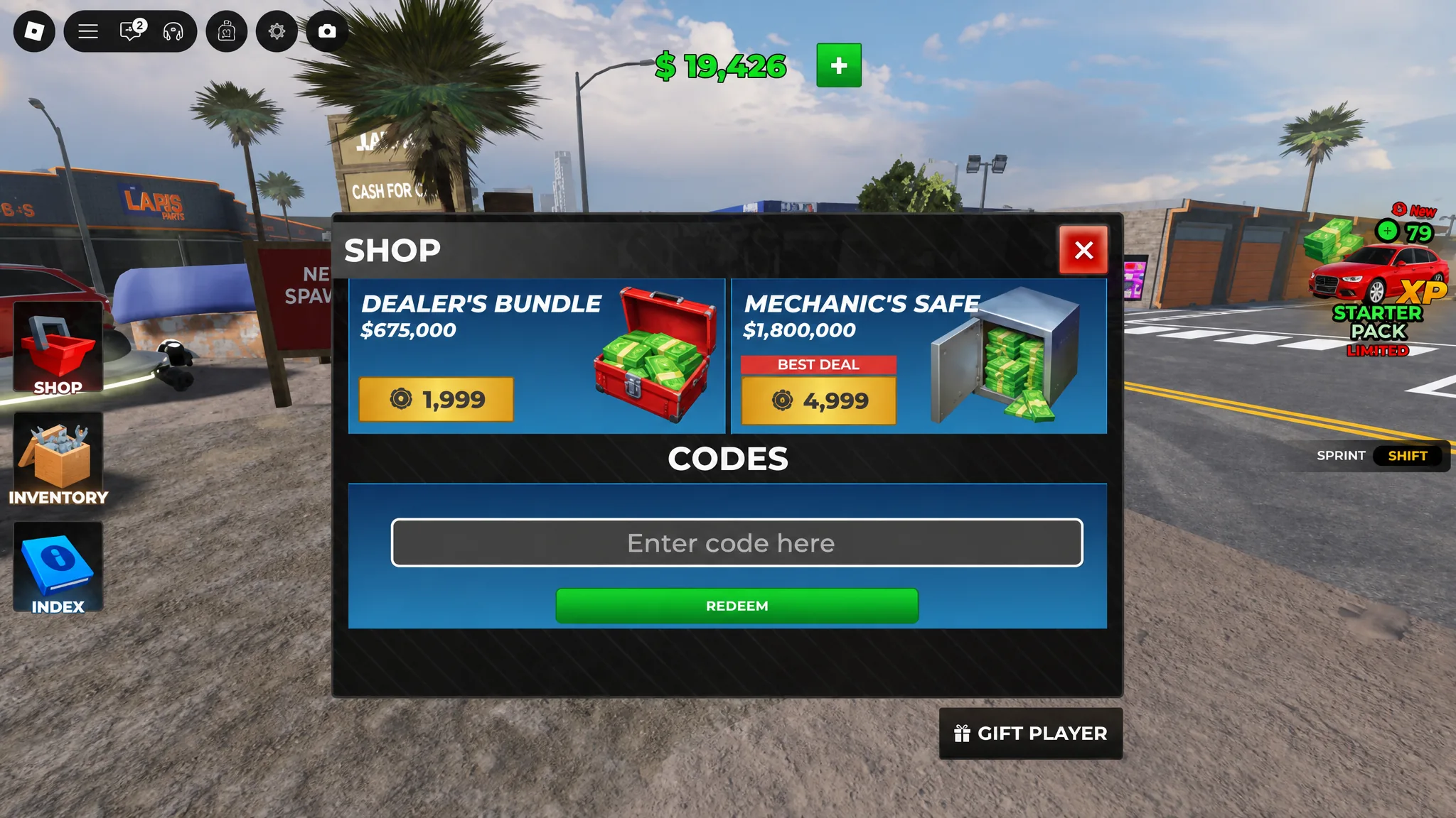 Redeeming Junk Mechanics codes on Roblox