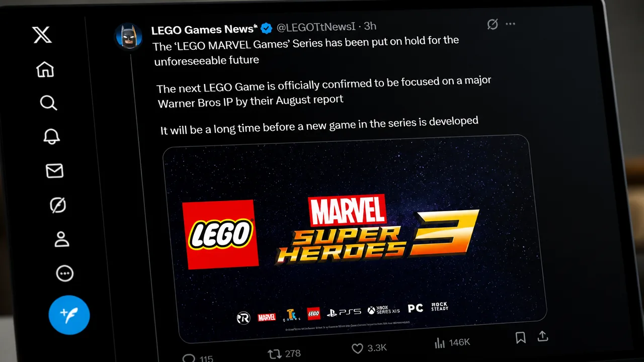 X post about LEGO Marvel Games being benched
