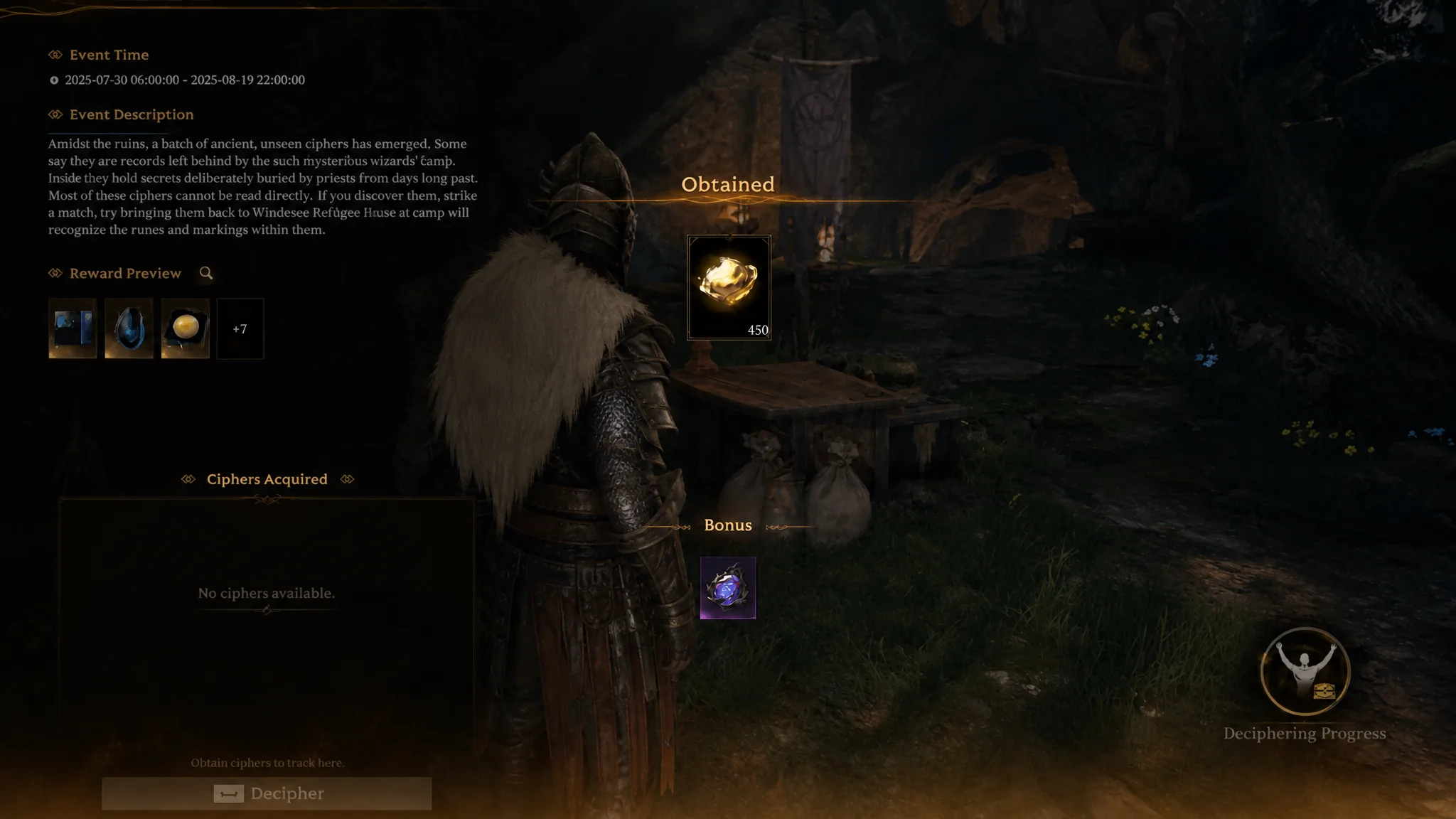 Mistfall Hunter Decipher Golden Cipher Bonus Loot