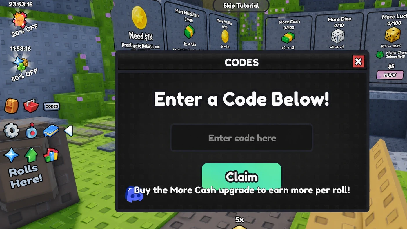 Luck Incremental the codes tab