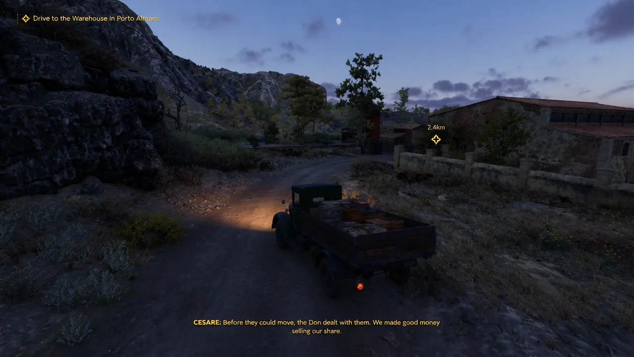 Objective to drive to the warehouse in Porto Amaro while driving a truck toward the waypoint