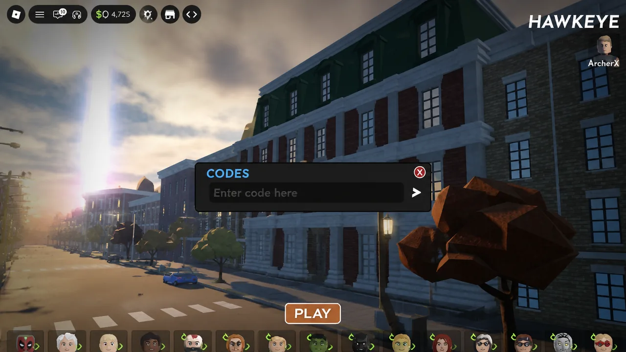Redeeming Marvel Omega codes on Roblox