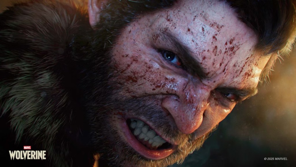 Marvel's Wolverine voice actor Liam McIntyre as Logan in the game with a vengeful expression