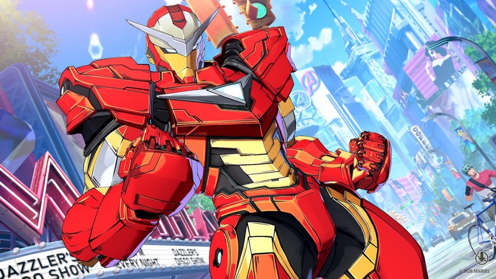 Iron Man hitting his intro animation pose in Marvel Tokon: Fighting Souls