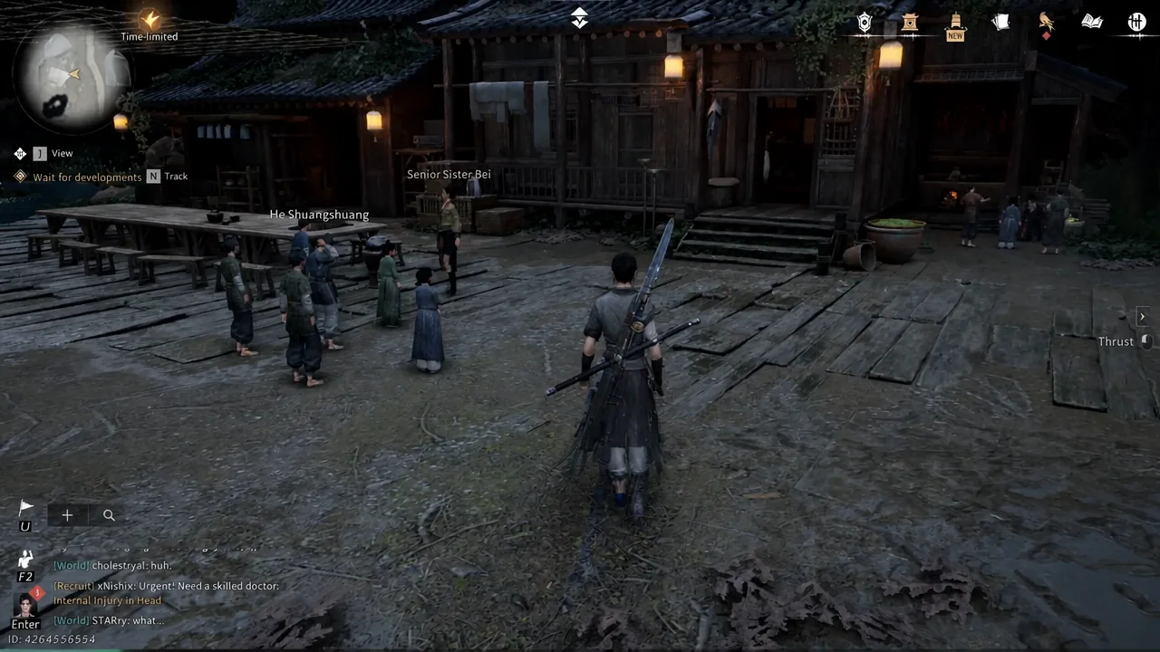Quest objective reading Wait for developments while standing next to Senior Sister Bei