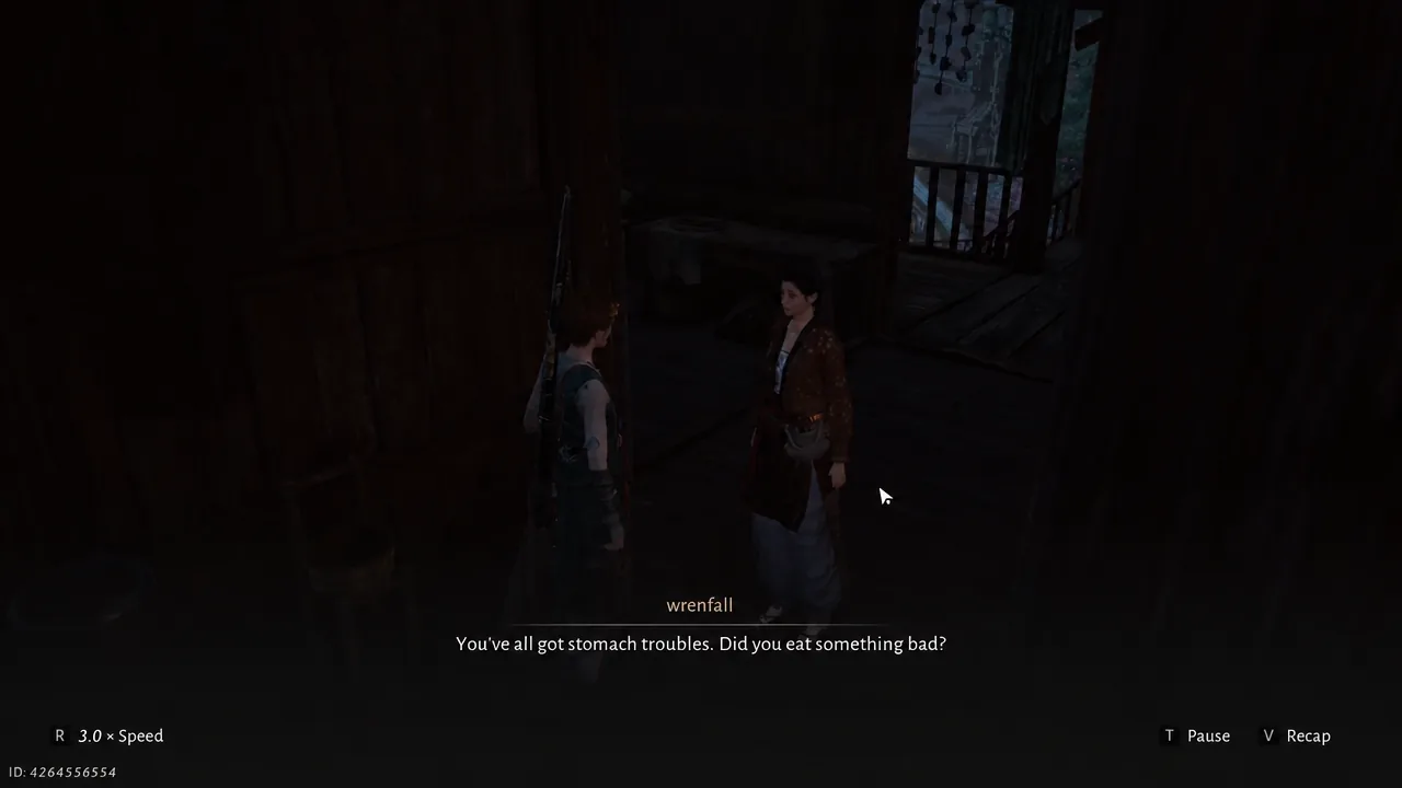Dialogue scene with Cai Sanniang after treating the sick household in Mirkvale