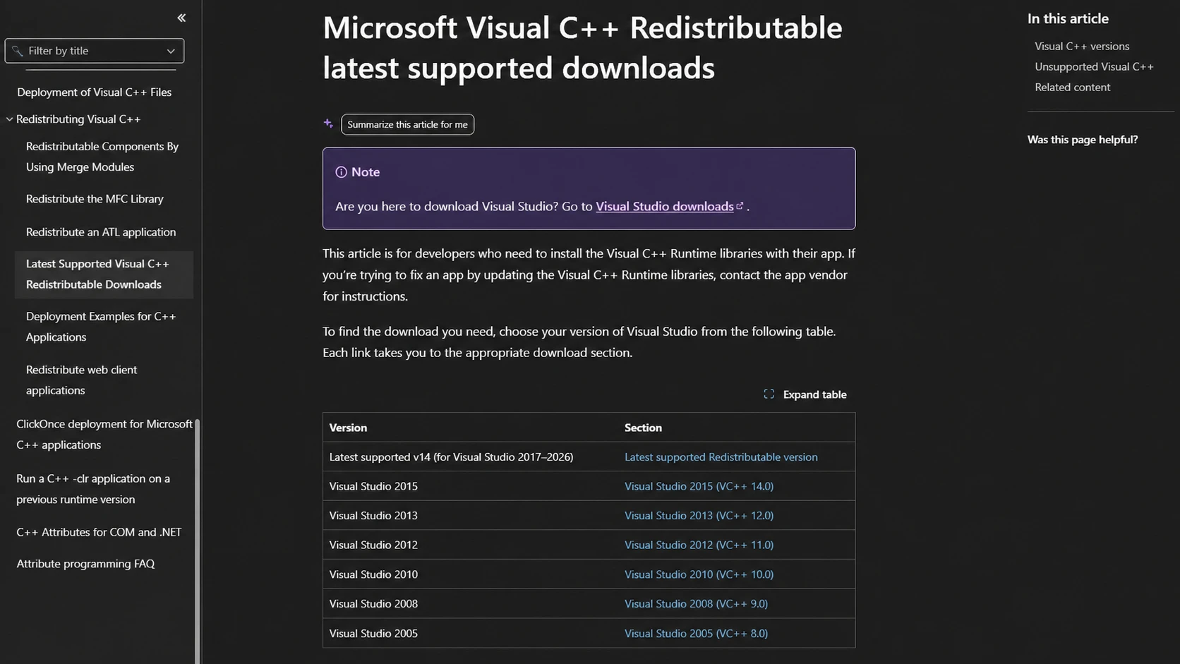Download page of C++ Visual