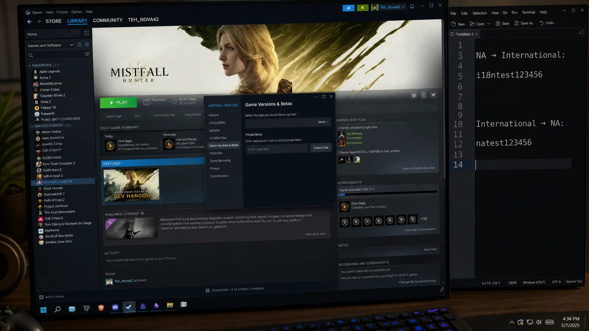 Mistfall Hunter Server change