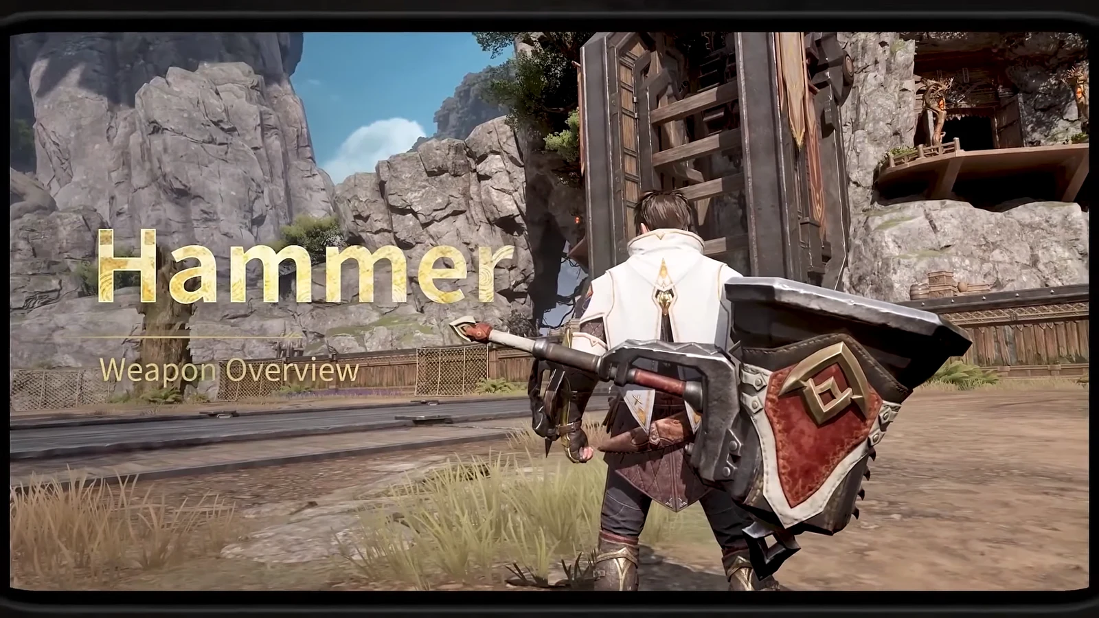 Hammer weapon combat screen demonstrating rhythm-based timing for the Big Bang combo