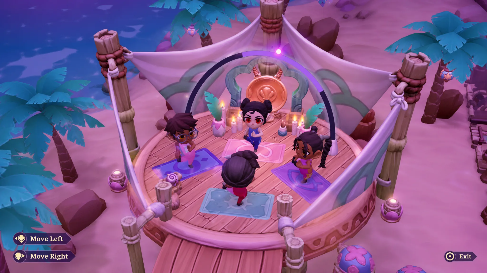 moonlight peaks persephone leading a yoga group on the beach