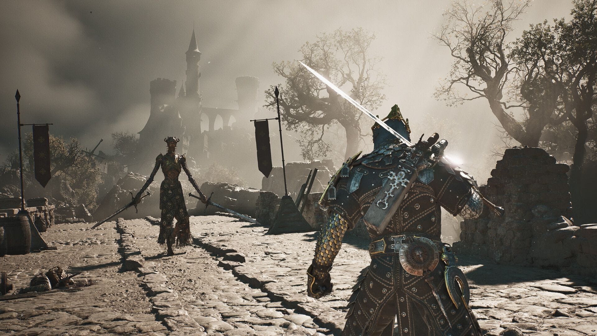 Mortal Shell 2 player character exploring a dark, atmospheric environment