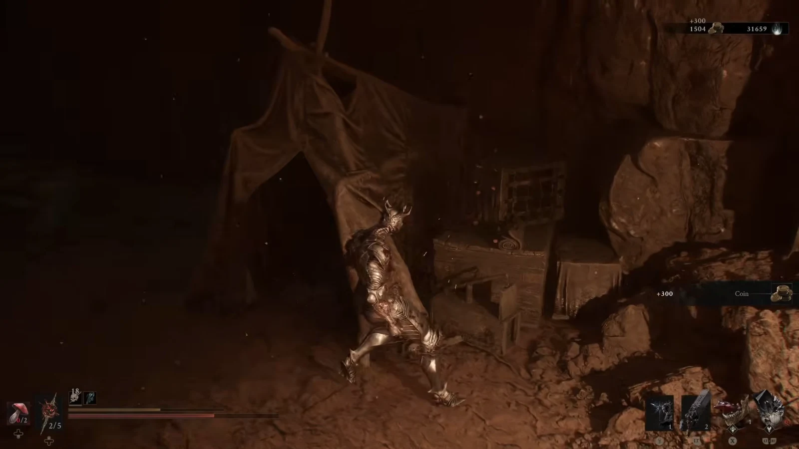 Combat with a winged enemy and a +300 Coin reward on screen