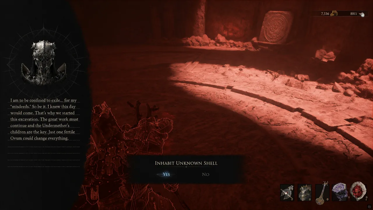 Inhabit Unknown Shell confirmation prompt with Yes highlighted