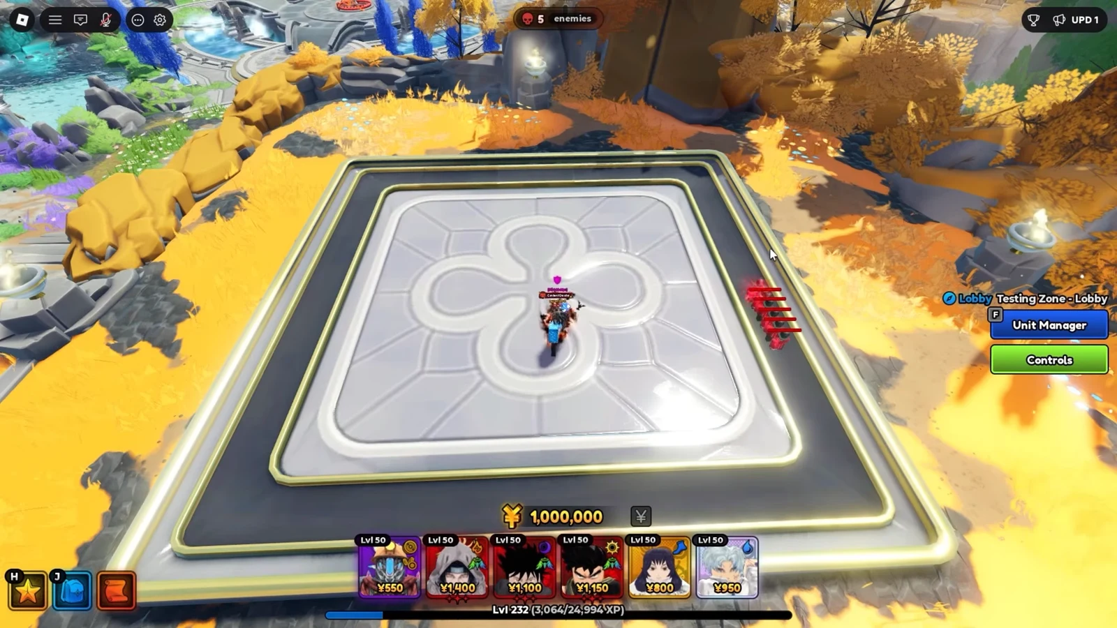 Lobby Testing Zone deployment platform with unit cards ready as enemies approach