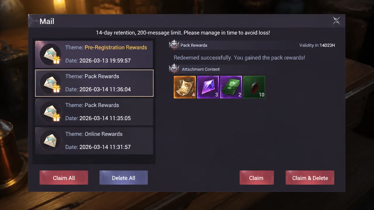 mail box with pack rewards email open