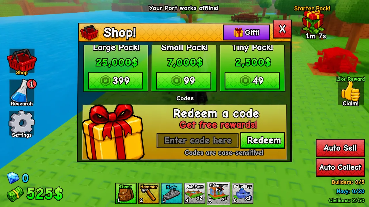 Navy War - the codes tab