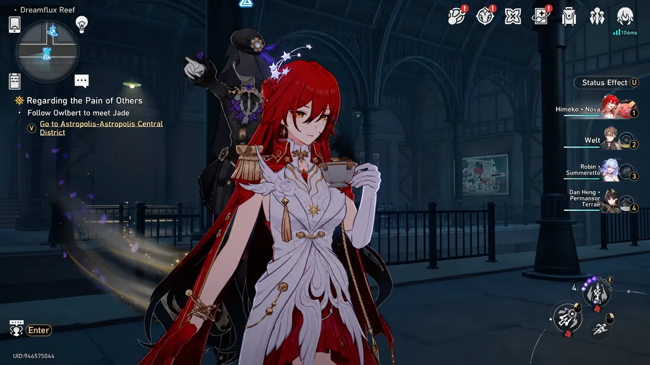 Regarding the Pain of Others quest screen pointing to Astropolis Central District