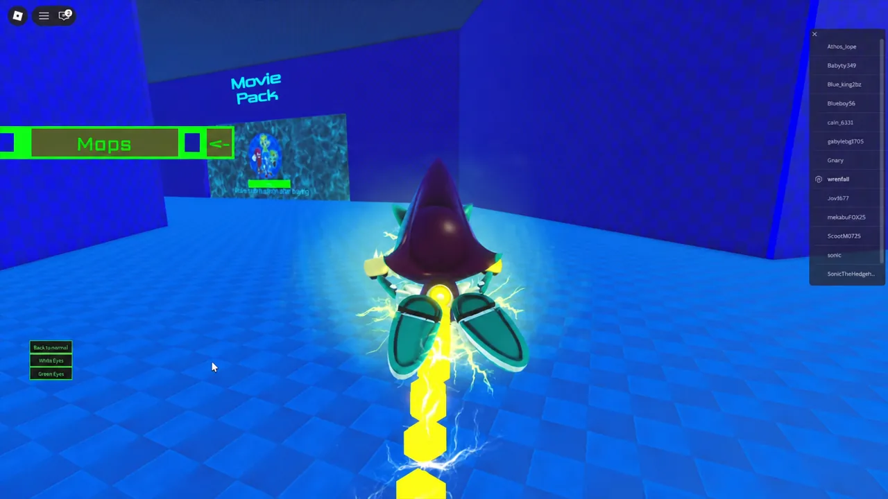 Character options menu with a highlighted entry while cycling through effects