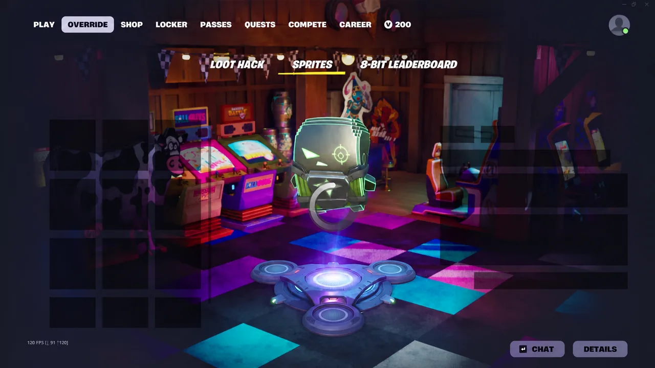The Sprites tab selected in the Fortnite Override menu while the collection loads