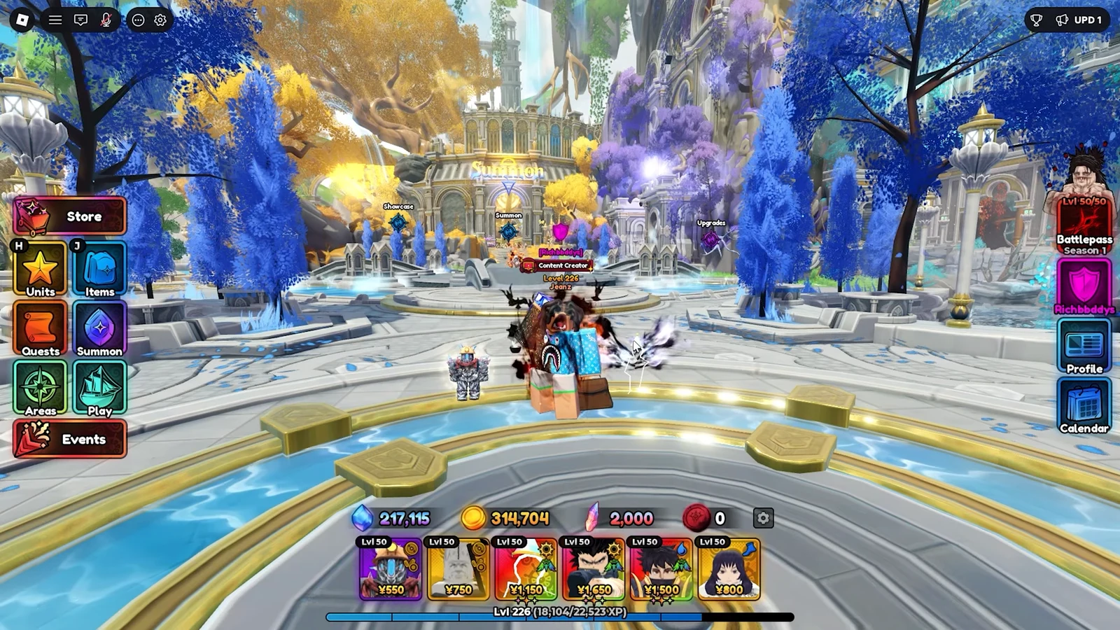 Anime Expeditions main lobby with the Summon plaza and Summon button visible