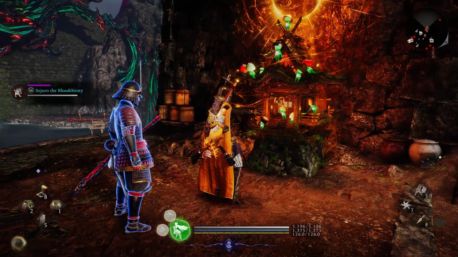 Hell Rising boss fight with an enemy's health bar shown across the top of the screen