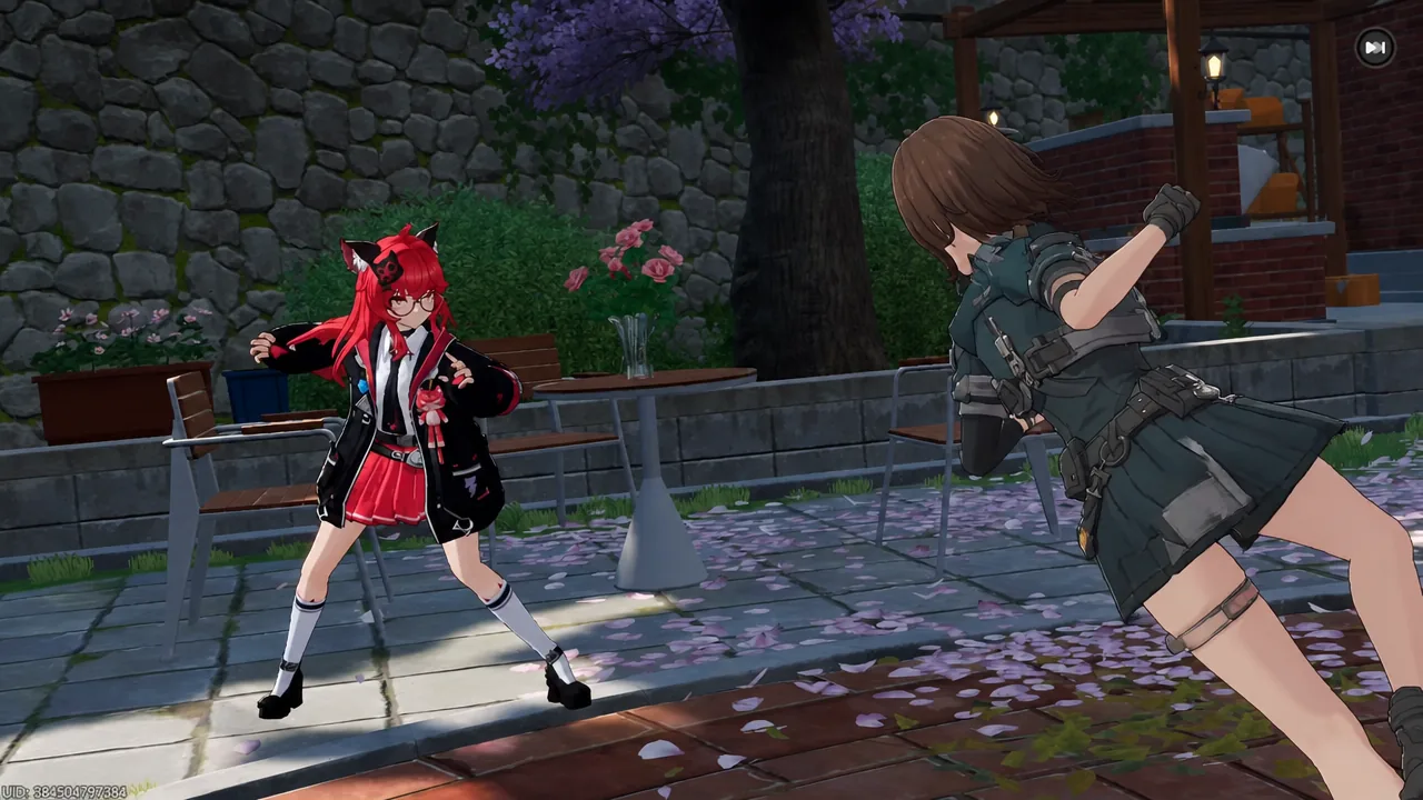 Cutscene of the final exchange between Nanally and the protagonist in the courtyard