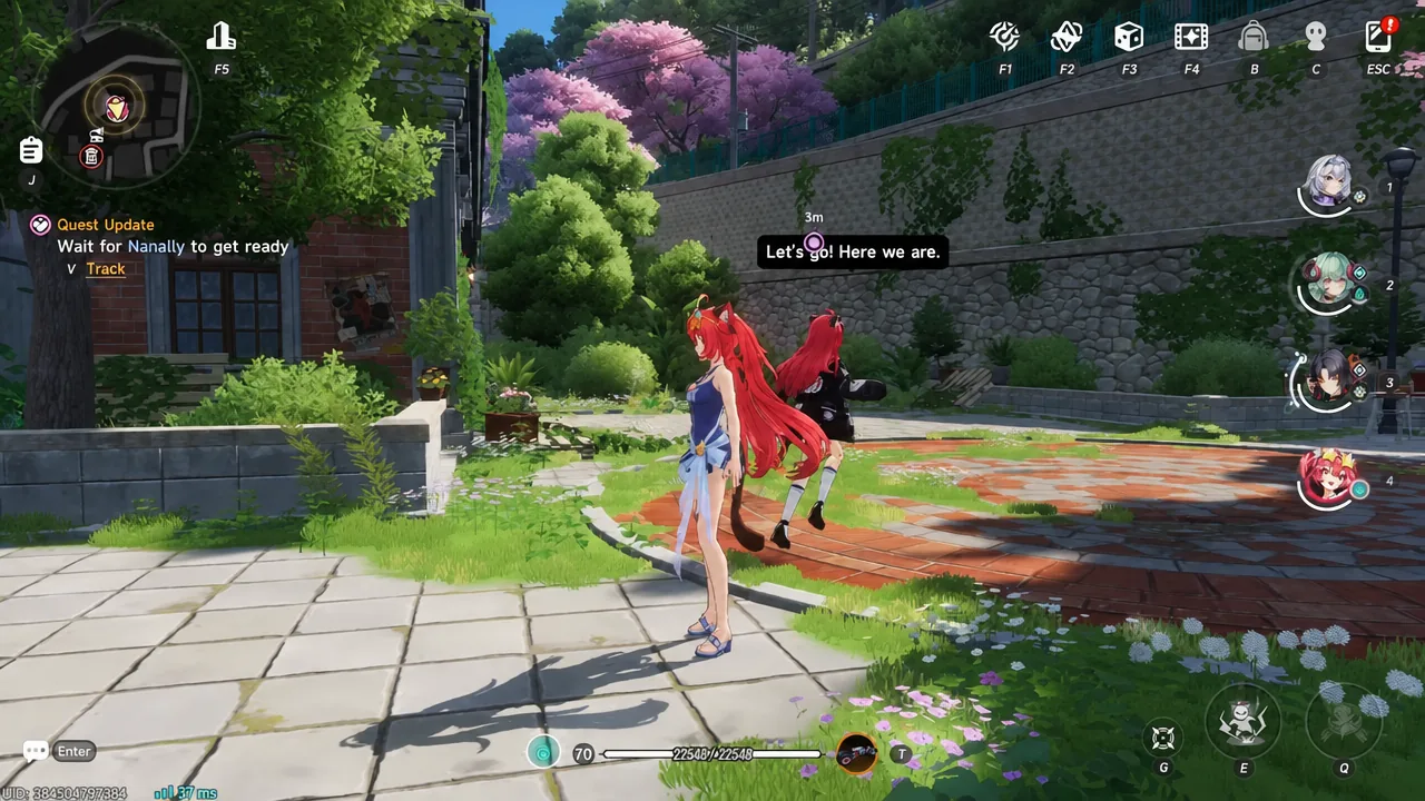 Quest tracker showing the Wait for Nanally to get ready objective before the spar begins