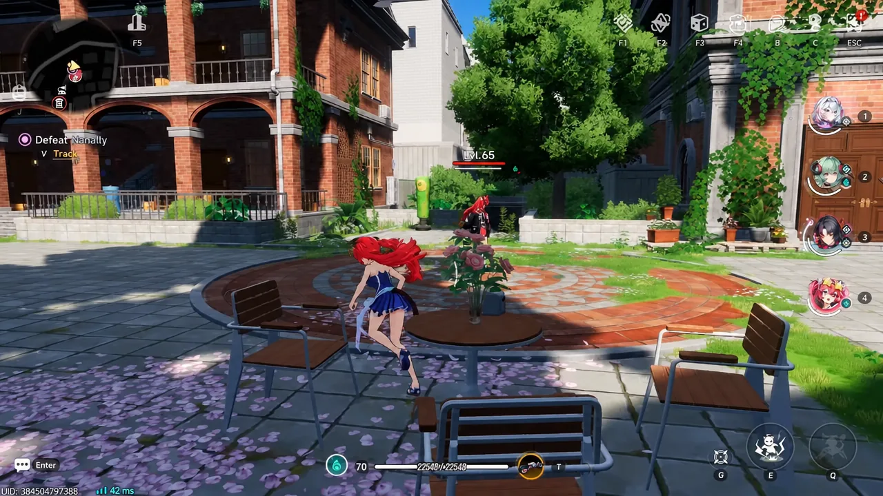 The Defeat Nanally objective tracked on screen during the Level 65 sparring fight