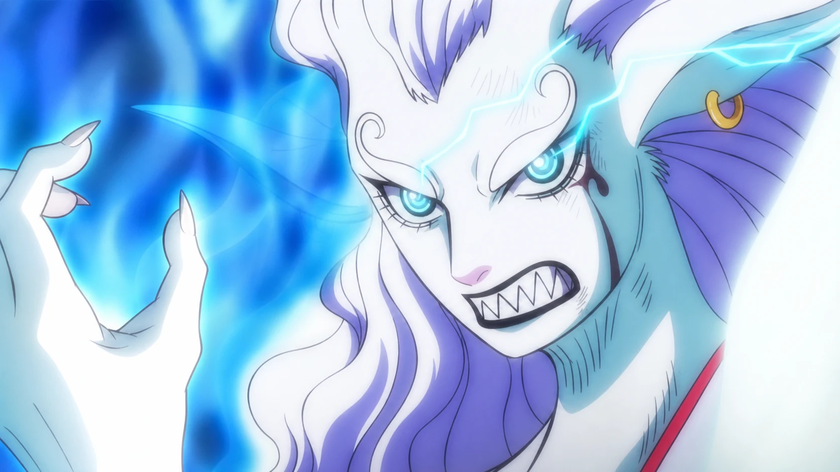 Yamato unleashes her power in her Hybrid form in One Piece