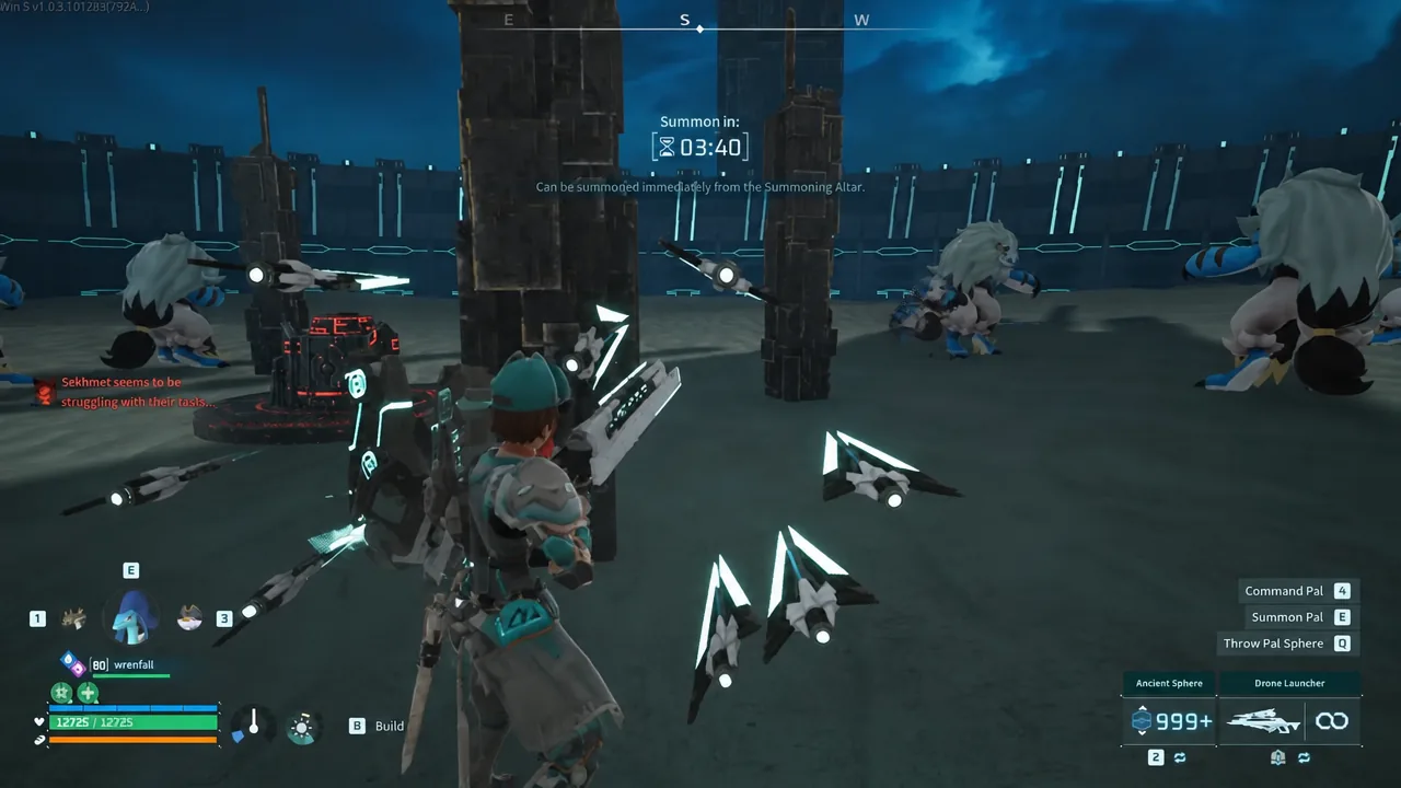 Summoning Altar interface showing a 03:40 cooldown timer before the next raid can be started