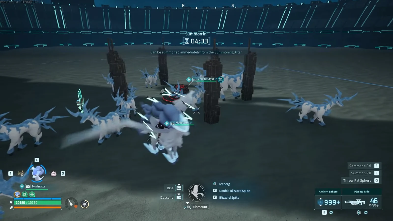 Raid arena with the summon countdown running and several Univolt Crysts engaging the boss.