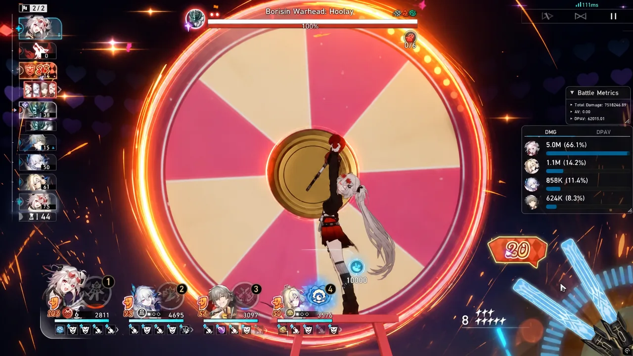 Borisin Warhead: Hoolay named at the top of the battle screen as an attack lands