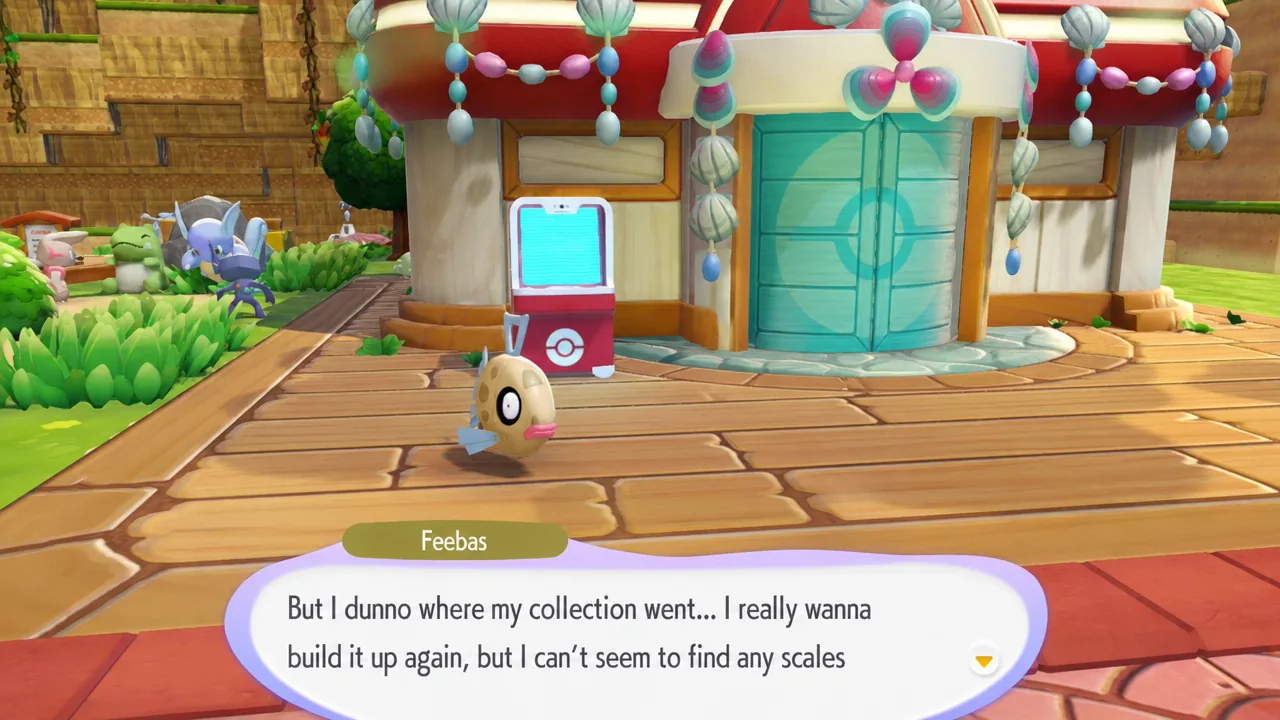 Talking to Feebas in Pokémon Pokopia