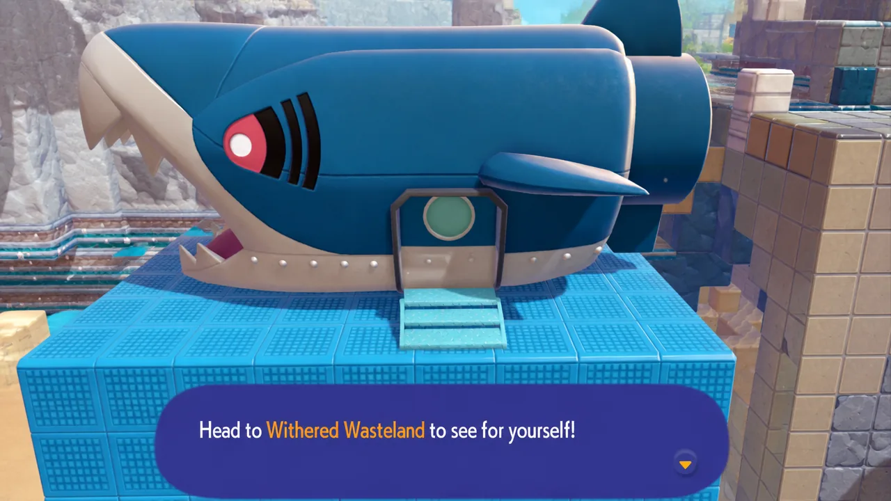 Being prompted to visit the Withered Wasteland in Pokémon Pokopia