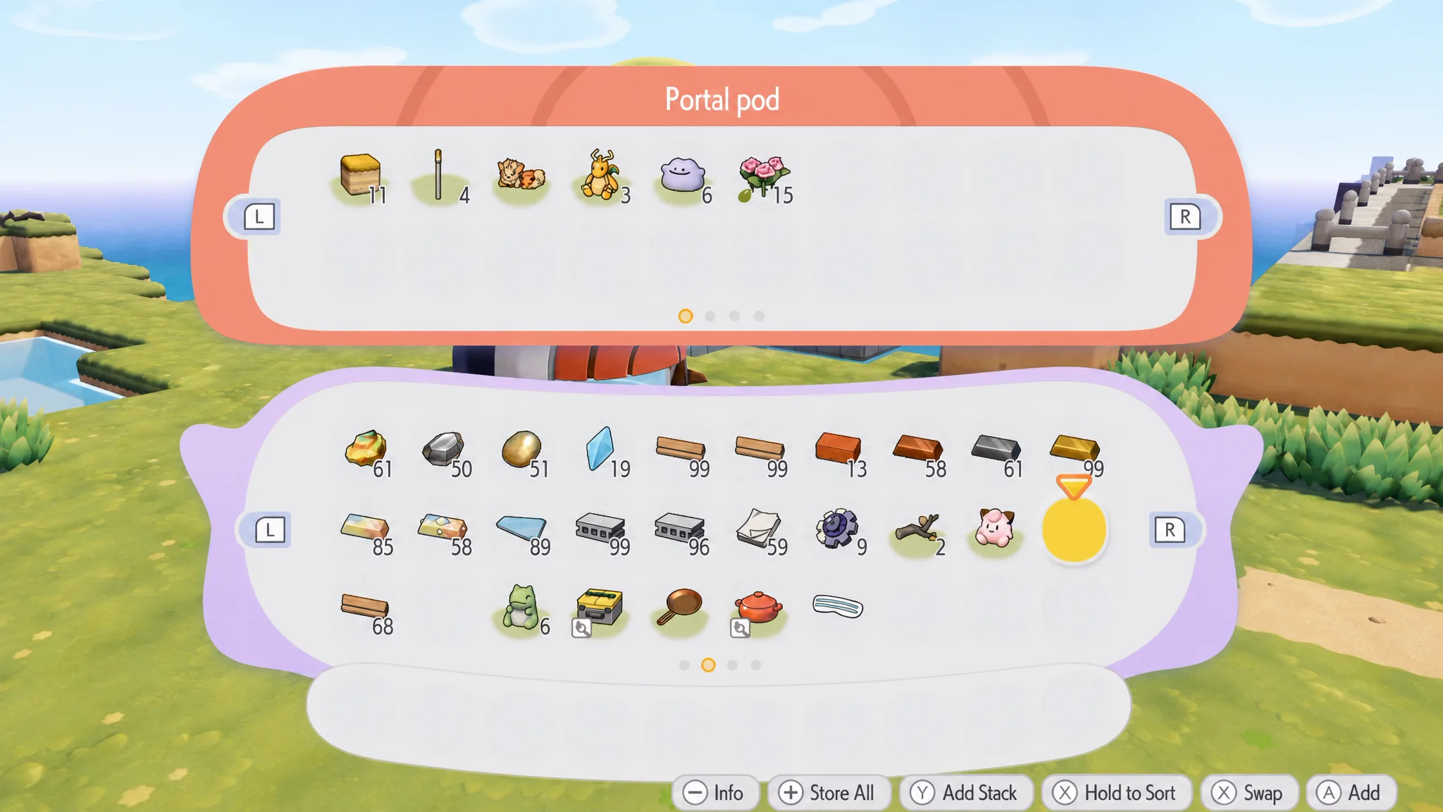 Accessing the Portal Pod storage in Palette Town in Pokémon Pokopia