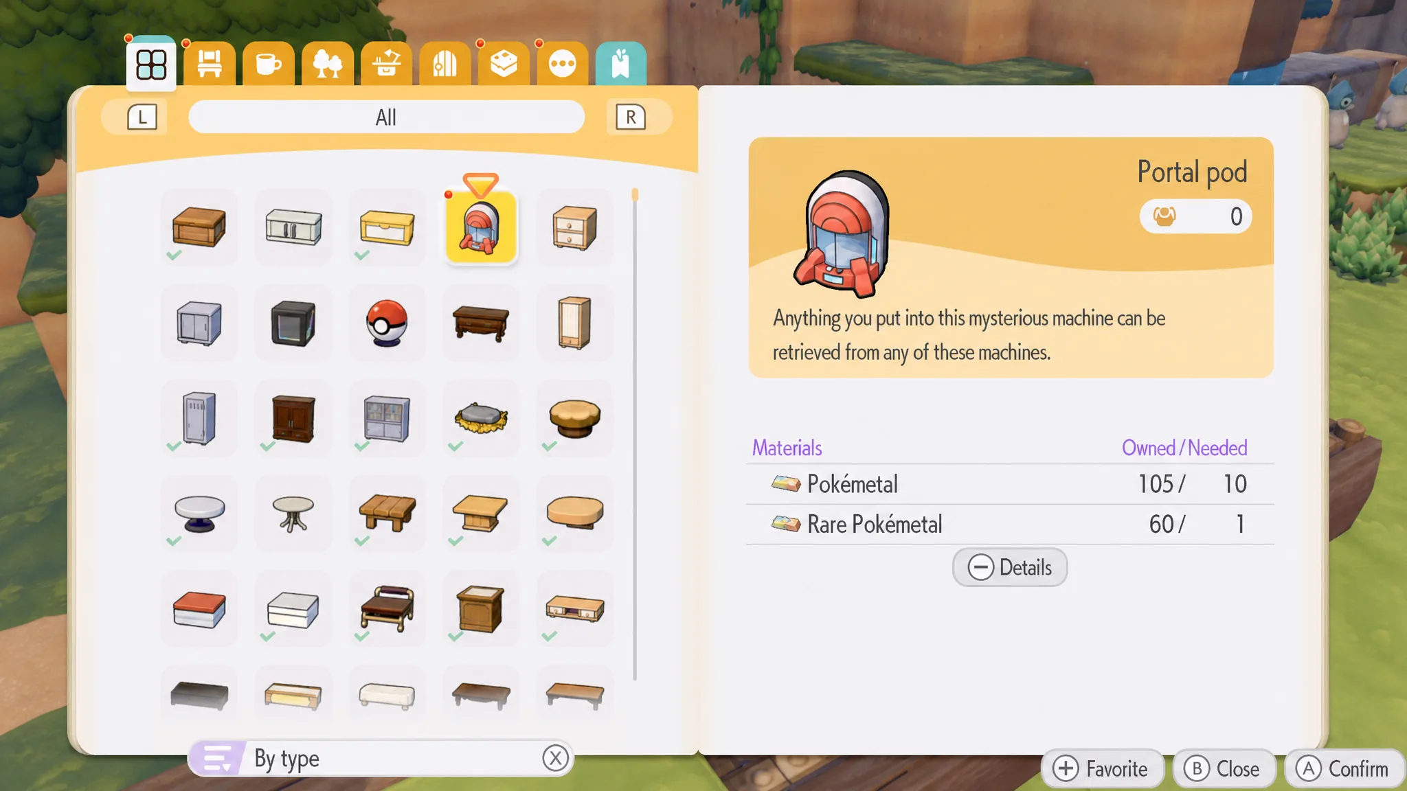 The Portal Pod recipe in Pokémon Pokopia