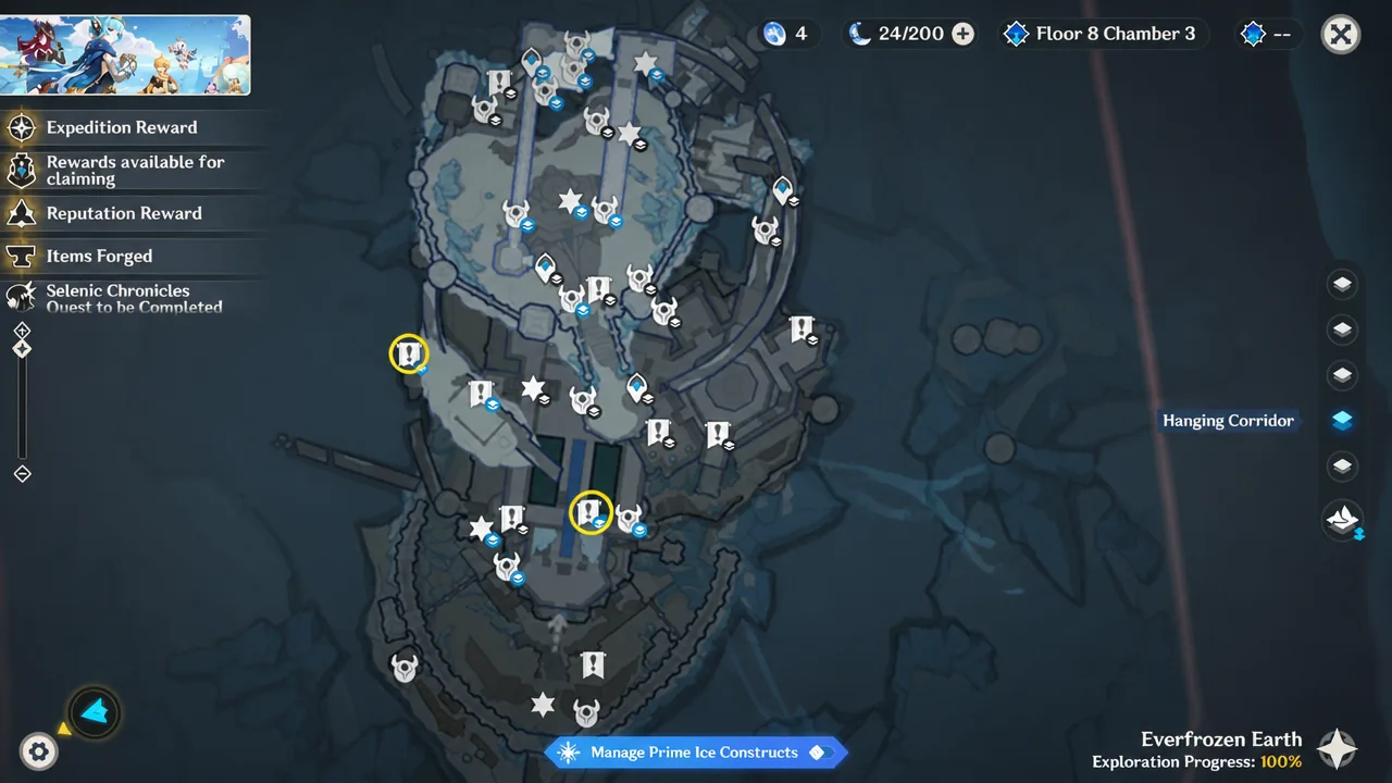 Hanging Corridors chest locations on the map